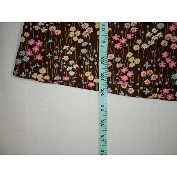 Liz Roberts Womens Brown Floral Blouse Shirt Top Boho Stylish Zip Size 10 - Picture 7 of 13